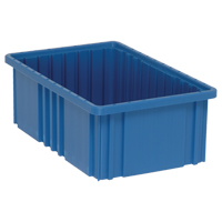 Contenants Divider Box, Plastique, 16,5" la x 10,9" p x 6" h, Bleu Par Equipment