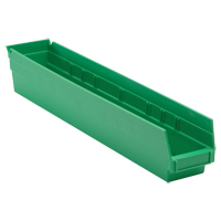 Bac pour &eacute;tag&egrave;re &eacute;conomique, 4-1/8" la, 4" h x 23-5/8" p, Vert Par Equipment