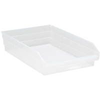 Bacs de rangement pour tablettes, 11-1/8" la x 4" H x 17-7/8" p, Transparent, Capacit&eacute; 40 lb Par Equipment