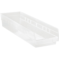 Bacs de rangement pour tablettes, 6-5/8" la x 4" H x 23-5/8" p, Transparent, Capacit&eacute; 50 lb Par Equipment