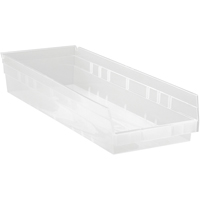 Bacs de rangement pour tablettes, 8-3/8" la x 4" H x 23-5/8" p, Transparent, Capacit&eacute; 50 lb Par Equipment