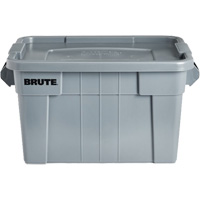 Brute Storage Tote with Lid, 27.88” D x 17.38” W x 15.13” H, 160 lbs. Capacity, Grey CF682 | Par Equipment