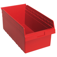 Store-Max Shelf Bins, 11-1/8" W x 8" H x 17-7/8" D, Red, 56 lbs. Capacity Par Equipment