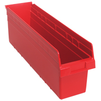 Store-Max Shelf Bins, 6-5/8" W x 8" H x 23-5/8" D, Red, 68 lbs. Capacity CF901 | Par Equipment