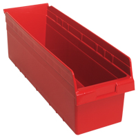 Store-Max Shelf Bins, 8-3/8" W x 8" H x 23-5/8" D, Red, 68 lbs. Capacity CF905 | Par Equipment