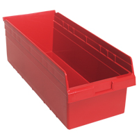 Store-Max Shelf Bins, 11-1/8" W x 8" H x 23-5/8" D, Red, 68 lbs. Capacity CF909 | Par Equipment