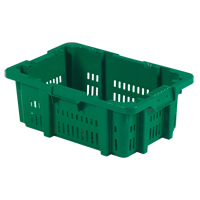 Food Handling Plastic Stack-N-Nest Container, 16" x 23.9" x 8.8", Green Par Equipment