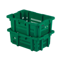 Food Handling Plastic Stack-N-Nest Container, 16" x 23.9" x 8.8", Green Par Equipment