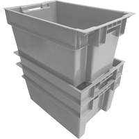 Stack & Nest Container, 16" W x 12" H x 24" D, Grey Par Equipment
