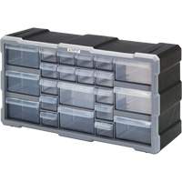 Drawer Cabinet, Plastic, 22 Drawers, 19-1/2" x 6-1/4" x 10", Black Par Equipment