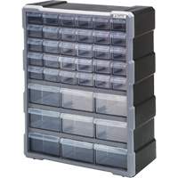 Drawer Cabinet, Plastic, 39 Drawers, 15" x 6-1/4" x 18-3/4", Black Par Equipment