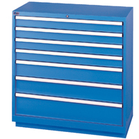 Armoires de rangement avec tiroirs, 7 tiroirs, 40-1/4" la x 22-1/2" p x 41-3/4" h, Bleu brillant Par Equipment