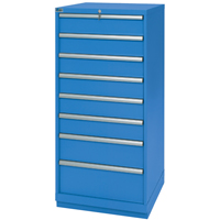 Armoires de rangement avec tiroirs, 8 tiroirs, 28-1/4" la x 28-1/2" p x 59-1/2" h, Bleu brillant Par Equipment