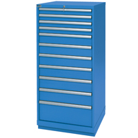 Armoires de rangement avec tiroirs, 11 tiroirs, 28-1/4" la x 28-1/2" p x 59-1/2" h, Bleu brillant Par Equipment