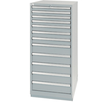 Armoires de rangement avec tiroirs, 12 tiroirs, 28-1/4" la x 28-1/2" p x 59-1/2" h, Gris Par Equipment