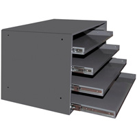 Compartment Box Cabinets, Steel, 4 Slots, 20" W x 15-3/4" D x 15" H, Grey FI361 | Par Equipment