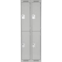 Clean Line Lockers, 2 -tier, Bank of 2, 24" x 18" x 72", Steel, Grey, Rivet (Assembled) Par Equipment