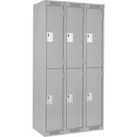 Clean Line Lockers, 2 -tier, Bank of 3, 36" x 18" x 72", Steel, Grey, Rivet (Assembled) Par Equipment