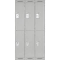 Clean Line Lockers, 2 -tier, Bank of 3, 36" x 18" x 72", Steel, Grey, Rivet (Assembled) Par Equipment