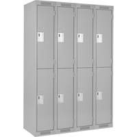 Clean Line Lockers, 2 -tier, Bank of 4, 48" x 18" x 72", Steel, Grey, Rivet (Assembled) Par Equipment