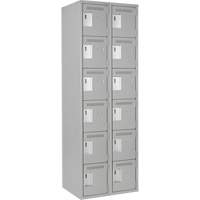 Clean Line Lockerettes, 6 -tier, Bank of 2, 24" x 18" x 72", Steel, Grey, Rivet (Assembled) Par Equipment