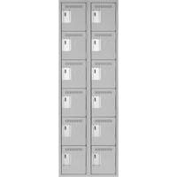 Clean Line Lockerettes, 6 -tier, Bank of 2, 24" x 18" x 72", Steel, Grey, Rivet (Assembled) Par Equipment