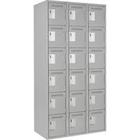 Clean Line Lockerettes, 6 -tier, Bank of 3, 36" x 18" x 72", Steel, Grey, Rivet (Assembled) Par Equipment