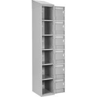 Clean Line Lockerette , 6 -tier, Bank of 4, 48" x 18" x 78", Steel, Grey, Rivet (Assembled) Par Equipment