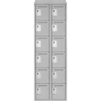Clean Line Lockerette , 6 -tier, Bank of 2, 24" x 18" x 78", Steel, Grey, Rivet (Assembled) Par Equipment