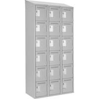 Clean Line Lockerette , 6 -tier, Bank of 3, 36" x 18" x 78", Steel, Grey, Rivet (Assembled) Par Equipment