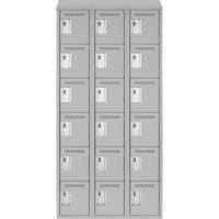 Clean Line Lockerette , 6 -tier, Bank of 3, 36" x 18" x 78", Steel, Grey, Rivet (Assembled) Par Equipment
