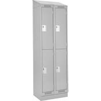 Clean Line Lockers, 2 -tier, Bank of 2, 24" x 18" x 82", Steel, Grey, Rivet (Assembled) Par Equipment