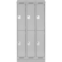 Clean Line Lockers, 2 -tier, Bank of 3, 36" x 18" x 82", Steel, Grey, Rivet (Assembled) Par Equipment
