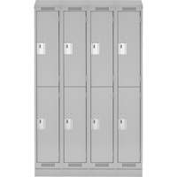 Clean Line Lockers, 2 -tier, Bank of 4, 48" x 18" x 82", Steel, Grey, Rivet (Assembled) Par Equipment