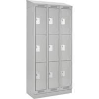 Clean Line Lockers, 3 -tier, Bank of 3, 36" x 18" x 82", Steel, Grey, Rivet (Assembled) Par Equipment
