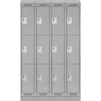Clean Line Lockers, 3 -tier, Bank of 4, 48" x 18" x 82", Steel, Grey, Rivet (Assembled) Par Equipment