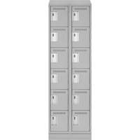 Clean Line Lockerette, 6 -tier, Bank of 2, 24" x 18" x 82", Steel, Grey, Rivet (Assembled) Par Equipment