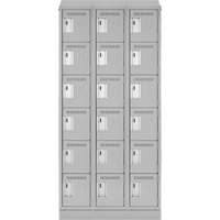 Clean Line Lockerette, 6 -tier, Bank of 3, 36" x 18" x 82", Steel, Grey, Rivet (Assembled) Par Equipment