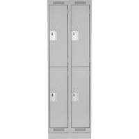 Clean Line Lockers, 2 -tier, Bank of 2, 24" x 18" x 76", Steel, Grey, Rivet (Assembled) Par Equipment