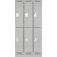 Clean Line Lockers, 2 -tier, Bank of 3, 36" x 18" x 76", Steel, Grey, Rivet (Assembled) Par Equipment
