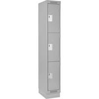 Clean Line Lockers, 3 -tier, 12" x 18" x 76", Steel, Grey, Rivet (Assembled) Par Equipment