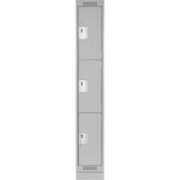 Clean Line Lockers, 3 -tier, 12" x 18" x 76", Steel, Grey, Rivet (Assembled) Par Equipment