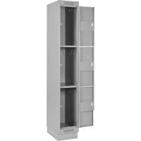 Clean Line Lockers, 3 -tier, Bank of 4, 48" x 18" x 76", Steel, Grey, Rivet (Assembled) Par Equipment
