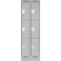 Clean Line Lockers, 3 -tier, Bank of 2, 24" x 18" x 76", Steel, Grey, Rivet (Assembled) Par Equipment