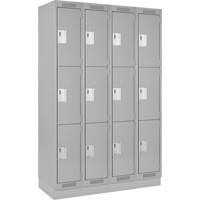 Clean Line Lockers, 3 -tier, Bank of 4, 48" x 18" x 76", Steel, Grey, Rivet (Assembled) Par Equipment