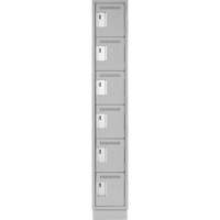 Clean Line Lockerette, 6 -tier, 12" x 18" x 76", Steel, Grey, Rivet (Assembled) Par Equipment