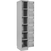 Clean Line Lockerette, 6 -tier, Bank of 4, 48" x 18" x 76", Steel, Grey, Rivet (Assembled) Par Equipment