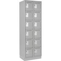 Clean Line Lockerette, 6 -tier, Bank of 2, 24" x 18" x 76", Steel, Grey, Rivet (Assembled) Par Equipment