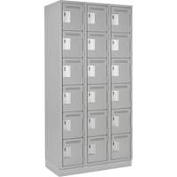 Clean Line Lockerette, 6 -tier, Bank of 3, 36" x 18" x 76", Steel, Grey, Rivet (Assembled) Par Equipment