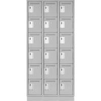 Clean Line Lockerette, 6 -tier, Bank of 3, 36" x 18" x 76", Steel, Grey, Rivet (Assembled) Par Equipment